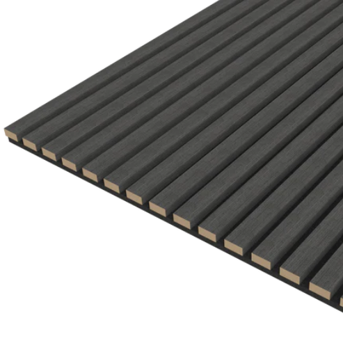 Black Acoustic Wood Wall Panel Thin Slat Series 1 - 2400 x 600mm