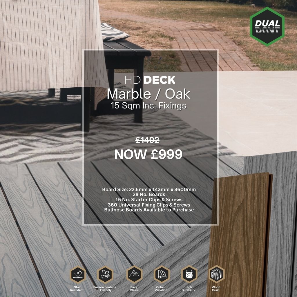 Marble & Oak Composite Decking 15 Sqm