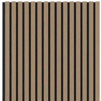 Smoked Oak Acoustic Wood Wall Panel Thin Slat Series 1 - 2400 x 600mm