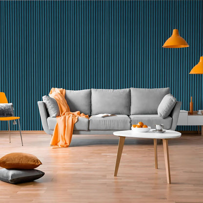 Velour Acoustic Panel Curved Slat 240cm by 60cm Blue