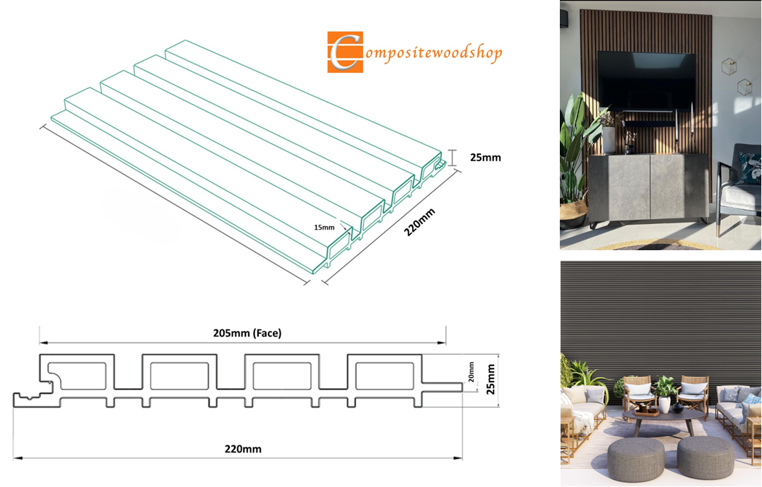 Walnut Slatted Wall Cladding 3.6m £41.99, Matching Trim £18.00, External & Internal Corner £29.99