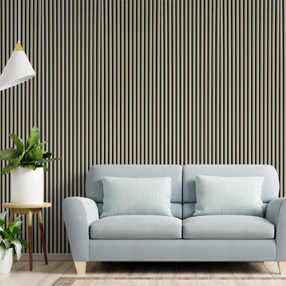 Velour Acoustic Panel Curved Slat 240cm by 60cm Cream