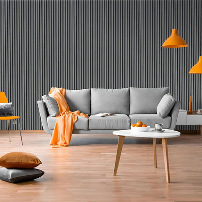 Velour Acoustic Panel Curved Slat 240cm by 60cm Dark Grey