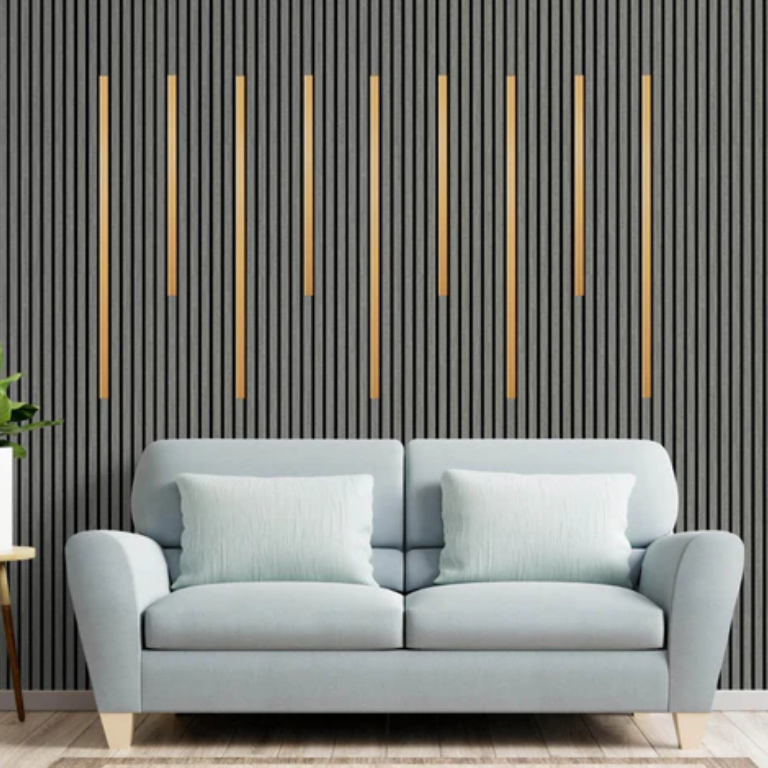 Rose Gold Acoustic Cover on Grey Panels