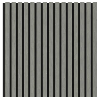 Grey Acoustic Wood Wall Panel Thin Slat Series 1 - 2400 x 600mm