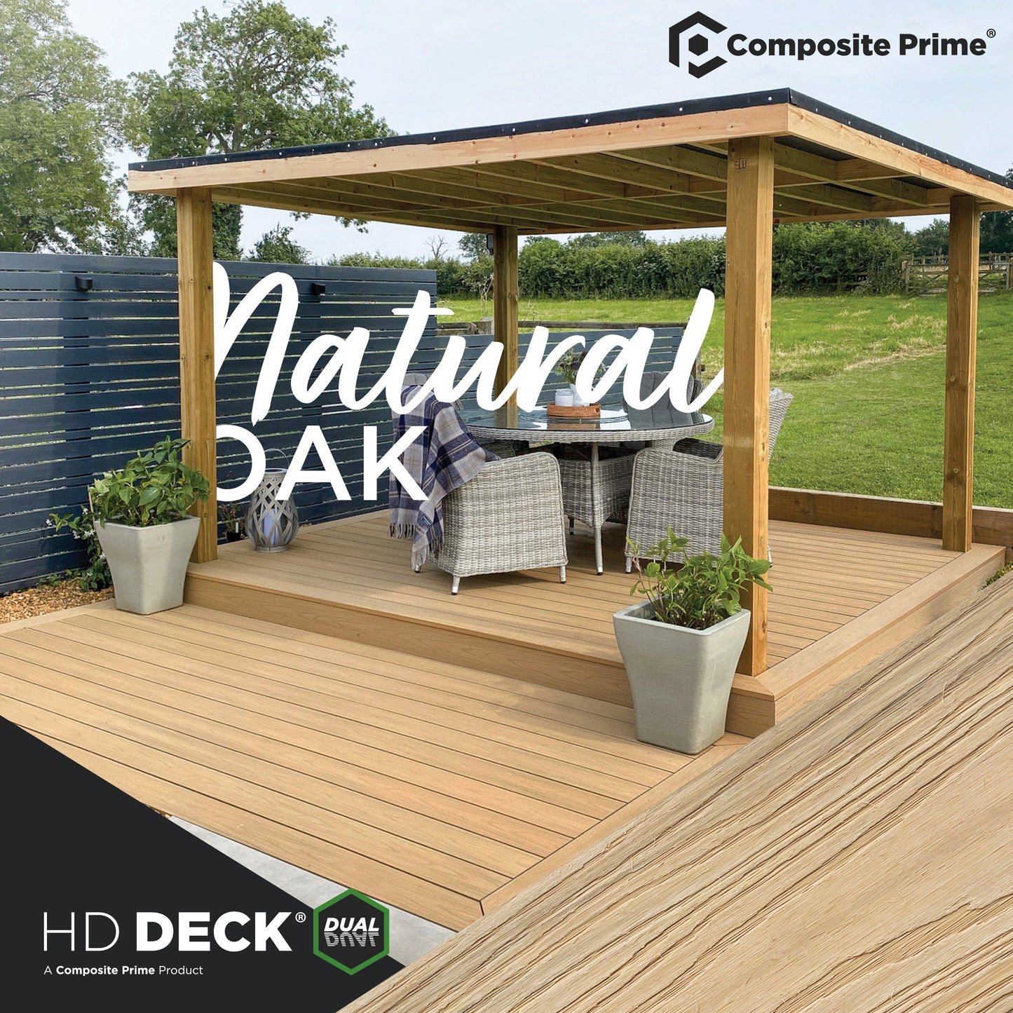 HD Deck Dual Natural Oak/Slate (Price per board) 22.5mm x 143mm x 3600mm