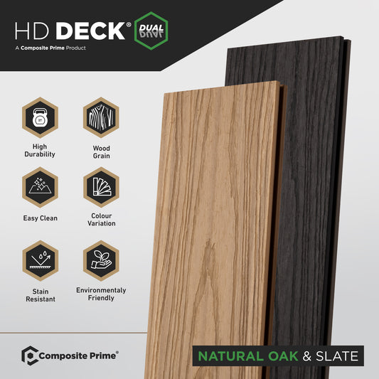HD Deck Dual Natural Oak/Slate 22.5mm x 143mm x 3600mm