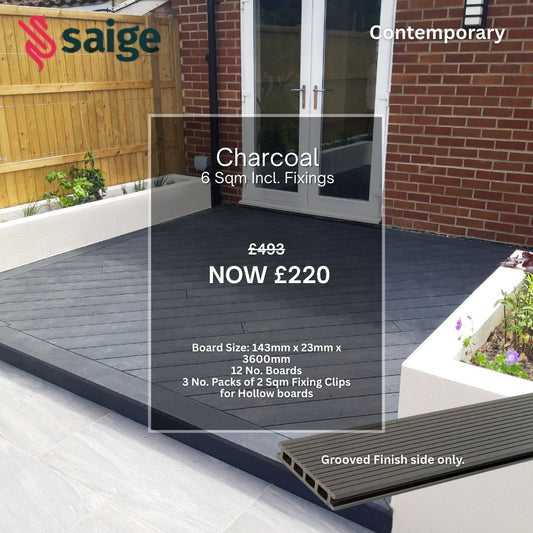 Saige Charcoal Contemporary Decking 6sqm
