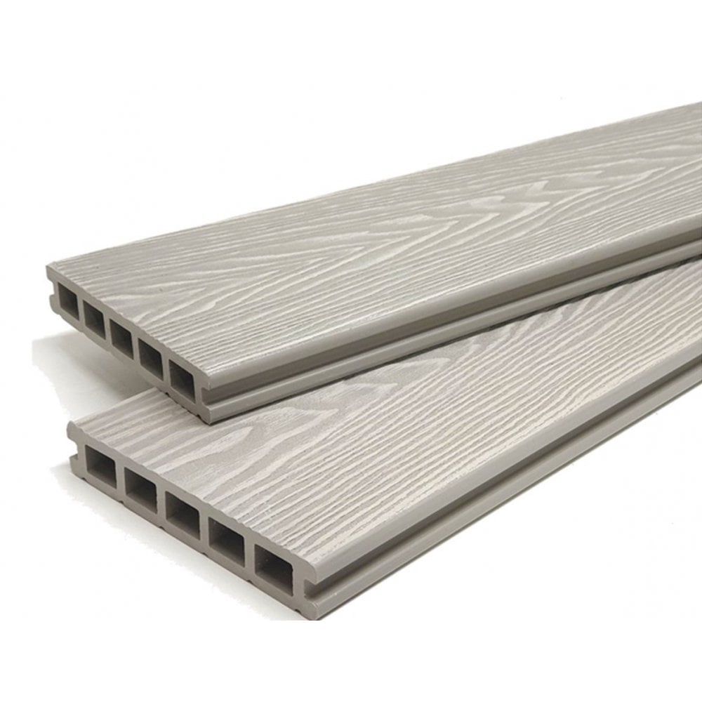 Ash White Reversible Woodgrain Composite Decking Kit 3.6m Boards (Price per sqm/£27 per board)