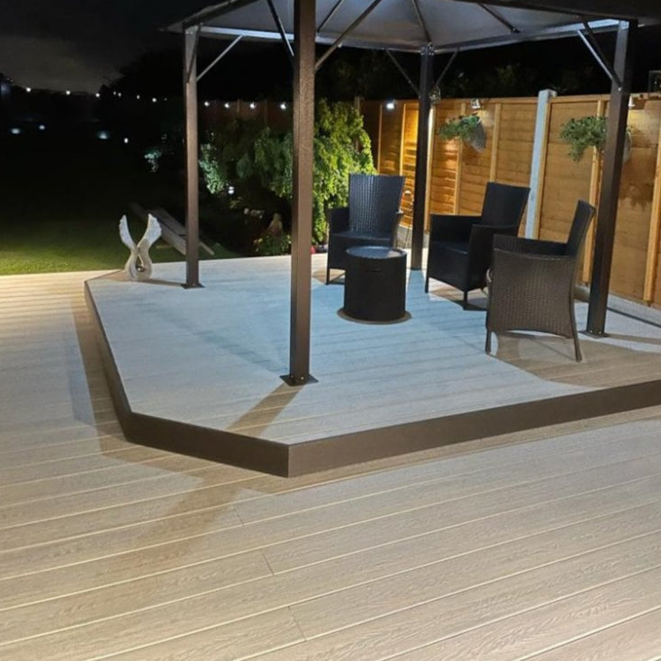 Ash White Reversible Woodgrain Composite Decking Kit 3.6m Boards