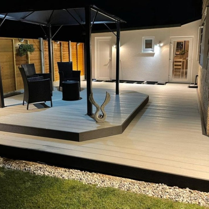 Ash White Reversible Woodgrain Composite Decking Kit 3.6m Boards