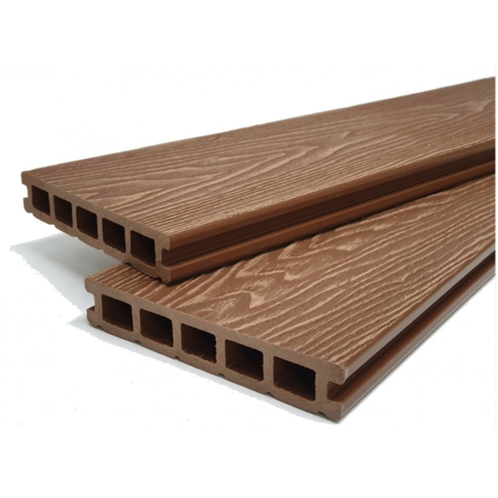 Teak Reversible Woodgrain Composite Decking Kit 3.6m Boards