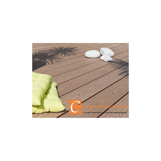 Teak Reversible Woodgrain Composite Decking Kit 3.6m Boards Luxury