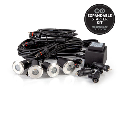 ELLUMIÈRE Outdoor Low Voltage LED Deck Light Starter Kit 1W 4 Pack